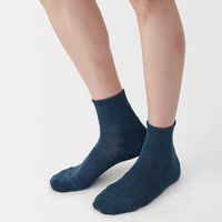 無印良品 メンズ 紳士 足なり直角 パイル編み ショート丈靴下 無地 ２５～２７ｃｍ アンティークブルー 良品計画