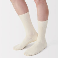 無印良品 メンズ 紳士 足なり直角 ズレ落ちにくいリブ編み靴下 ２５～２７ｃｍ 生成 良品計画