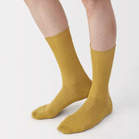 無印良品 メンズ 紳士 足なり直角 ズレ落ちにくいリブ編み靴下 ２５～２７ｃｍ スモーキーマスタード 良品計画