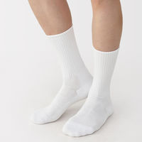 無印良品 メンズ 紳士 足なり直角 パイル編み 靴下 ２５～２７ｃｍ 白 良品計画