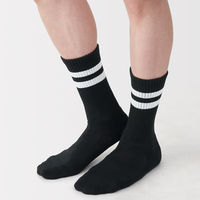無印良品 メンズ 紳士 足なり直角 パイル編み 靴下 ライン ２５～２７ｃｍ 黒ボーダー 良品計画