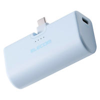 モバイルバッテリー 5000mAh 直挿し USB-C端子一体型 ブルー DE-C57L-5000BU エレコム 1個（直送品）