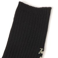 靴下　リブ刺繍ロングソックス ブラック 23～25cm LAKOLE/ラコレ