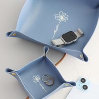 小物トレー　FLOWERインテリアトレー ブルー LAKOLE/ラコレ