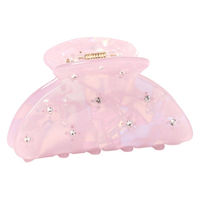 ヘアクリップ　ラインストーン付きシェルバンスクリップ ピンク 1セット（1個×2） LAKOLE/ラコレ