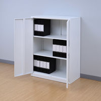 YAMAZEN スチール収納 書庫 両開き 3段 幅800×奥行400×高さ1130mm ホワイト 1台（取寄品）