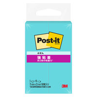 スリーエム(3M) ポストイット ふせん 付箋 強粘着 ノート 75mm×25mm アクアスプラッシュ 500SS-AQ 1パック（2冊入）×3