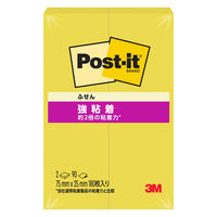 スリーエム(3M) ポストイット ふせん 付箋 強粘着 ノート 75mm×25mm シトロン 500SS-CNY 1パック（2冊入）×10