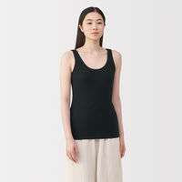 無印良品 レディース 婦人 リブ編みタンクトップ 婦人Ｌ 黒 良品計画