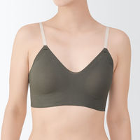 無印良品 レディース 婦人 肌あたりがやさしいリブブラジャー 婦人Ｌ ダークグリーン 良品計画