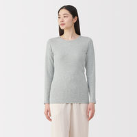 無印良品 レディース 婦人 フライス編みクルーネック長袖Ｔシャツ 婦人Ｌ グレー 良品計画