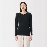 無印良品 レディース 婦人 フライス編みクルーネック長袖Ｔシャツ 婦人Ｌ 黒 良品計画