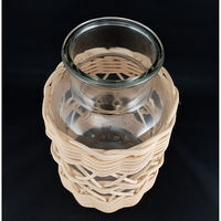 アビテ 花瓶 ラタンガラスボトル Lサイズ ガラス ホワイト 411404 1個（直送品）