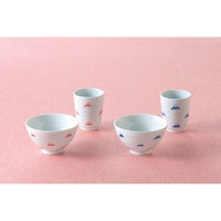 ワールド・クリエイト 飯碗 富士山 藍花 磁器 波佐見焼 赤 442983 1個（直送品）