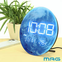 ノア精密 置き時計 デジタル MAG LED カレンダー付き 温度計付き アース 478312 1個（直送品）