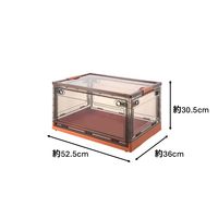 【収納ボックス】 ユメミグサ 扉付き 折りたたみコンテナ オレンジ(橙)L HX-778D 1個