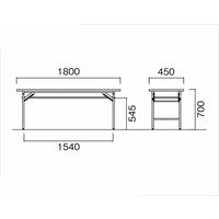 【軒先渡し】折り畳み会議テーブル  幅1800×奥行450×高さ700mm  チーク  AKT-D1845T-TK  1台（直送品）
