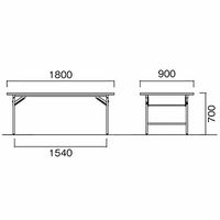 【軒先渡し】折り畳み会議テーブル  幅1800×奥行900×高さ700mm  チーク  AKT-D1890TN-TK  1台（直送品）