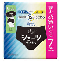 エリス ショーツナプキン L~LL 昼・夜 長時間用 ブラックカラー 1セット（7枚入×6パック） 夜用 生理用品 大王製紙