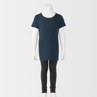 無印良品 キッズ フライス編みクルーネック半袖Ｔシャツ(インナー) １４０ ネイビー 良品計画