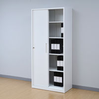 YAMAZEN スチール収納 書庫 引違い 5段 幅800×奥行400×高さ1790mm ホワイト 1台（取寄品）