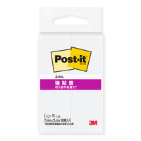 スリーエム(3M) ポストイット ふせん 付箋 強粘着 ノート 75mm×25mm ホワイト 1パック（2冊入）×6 654SS-W
