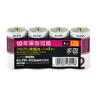 朝日電器 アルカリ乾電池 単2形 10年保存 防災 LR14-AD4SBS 1パック(4本入)