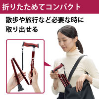 竹虎 バンブーステッキ 折りたたみ杖 ワインレッド 104960 1本