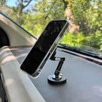 MagSafe対応 車載ワイヤレス充電器 ダッシュボード用 粘着固定 ロングアーム Aタイプ ブラック MagSafe非対応機種・ケースOK（直送品）