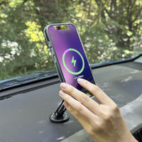 MagSafe対応 車載ワイヤレス充電器 ダッシュボード用 粘着固定 ロングアーム Bタイプ ブラック MagSafe非対応機種・ケースOK（直送品）