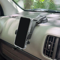 車載ホルダー ダッシュボード用 真空吸着＆粘着固定 ロングアーム Aタイプ ブラック 片手でラクラク操作（直送品）