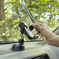 車載ホルダー ダッシュボード用 真空吸着＆粘着固定 ブラック  片手でラクラク操作（直送品）