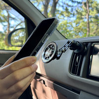 MagSafe対応 車載ホルダー エアコン吹出口用 ロングアーム Aタイプ ブラック  MagSafe非対応機種・ケースも使える（直送品）