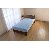 宮地商事 綿100%敷きパッド一体型BOXシーツ ブルー ダブル a2483510 1個（直送品）
