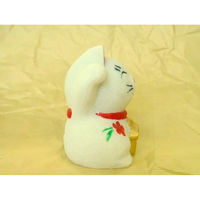 いよせき 招き猫〈両手あげ〉置物 60×50×H70mm 漢白玉 アラバスター 011318-b 1個（直送品）