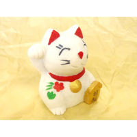 いよせき 招き猫〈右手あげ〉置物 60×50×H70mm 漢白玉 アラバスター 011318-r 1個（直送品）