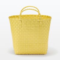 無印良品 再生ポリプロピレン入り 梱包用バンド 手編みバスケット 中 イエロー 約直径３３×高さ２５ｃｍ 良品計画