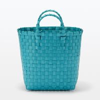 無印良品 再生ポリプロピレン入り 梱包用バンド 手編みバスケット 小 ブルー 約直径２５×高さ２０ｃｍ 良品計画