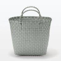 無印良品 再生ポリプロピレン入り 梱包用バンド 手編みバスケット 中 グレー 約直径３３×高さ２５ｃｍ 良品計画