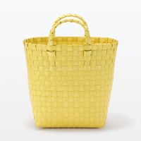 無印良品 再生ポリプロピレン入り 梱包用バンド 手編みバスケット 小 イエロー 約直径２５×高さ２０ｃｍ 良品計画