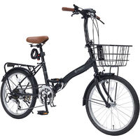 池商 20インチ折たたみ自転車 6段変速 鍵・ライト・かご MF209 マットブラック 1台（直送品）