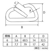フジテックジャパン アルミカラビナD型 8mm規格 赤 キーリング キーホルダー ストラップ取付 1100100010597 1個（直送品）
