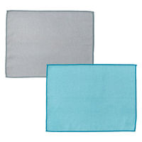 カワタキコーポレーション 窓や鏡に拭き跡が残りにくいクロス2色組（ブルー・グレー各1）  １セット６枚：２枚（２色各１）×３