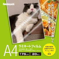 ナカバヤシ ラミネートフィルム75μm 20枚入り A4サイズ LPR-A4E2-75SP 1冊