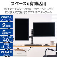 エレコム モニターアーム デュアル 2画面 メカニカルスプリング式 【~40インチ対応】 DPA-DSP01BK 1個