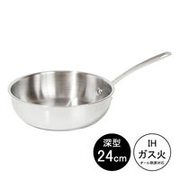 深型フライパン 24cm IH・ガス火対応 フッ素コーティング無し PM-CP24SSHK 1個 マイヤージャパン