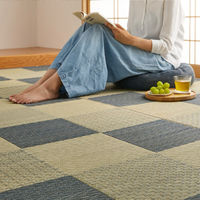 【玄関渡し】 萩原 国産い草カーペット　せとのと　倉ノ戸　江戸間8畳 ブルー 348×352cm（直送品）