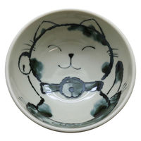 美濃陶苑 陶磁器 収納軽量4.0鉢招き猫青 22-12-1 1セット(5個入)（直送品）