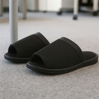 ストロング 前あきタイプの黒メッシュ外縫いスリッパ・LLサイズ 10-4-855-08 1足（直送品）