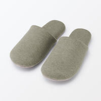 無印良品 綿鹿の子履き心地やわらか足なりスリッパ Ｍ ２２．５～２５ｃｍ用 グリーン 良品計画